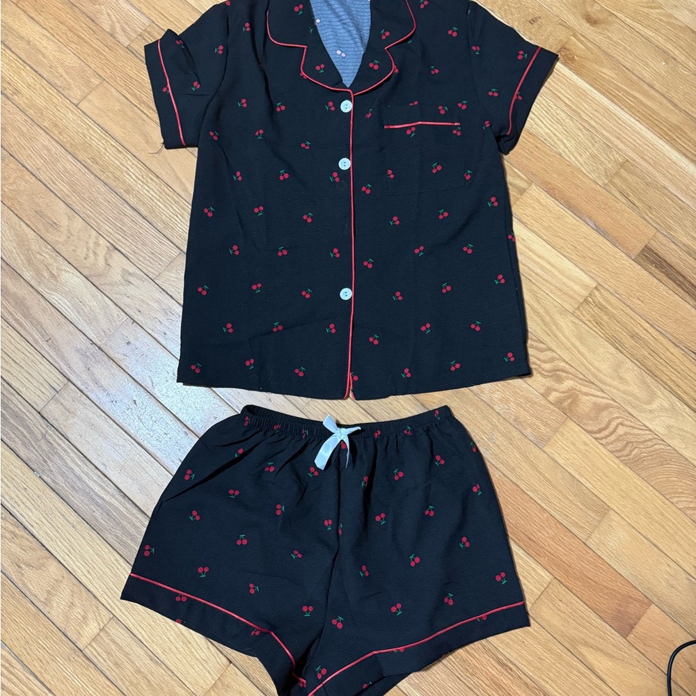 Black Cherry Print Pajama Set